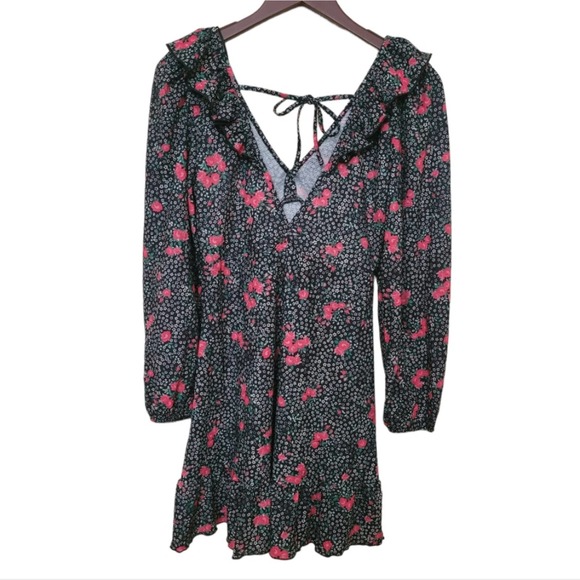 NWT TOPSHOP Double - V Long Sleeve Jersey Minidress in Multi Size 4 - Picture 3 of 10